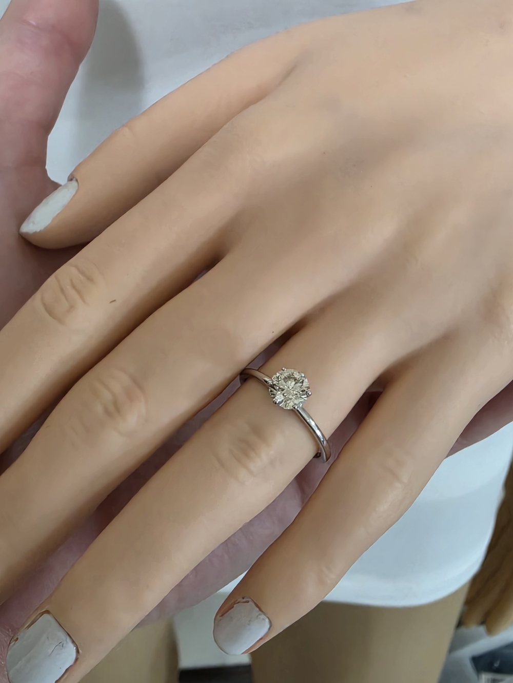 1.0ct. Natural Champagne Solitaire Diamond Set In 14kt. White Gold.